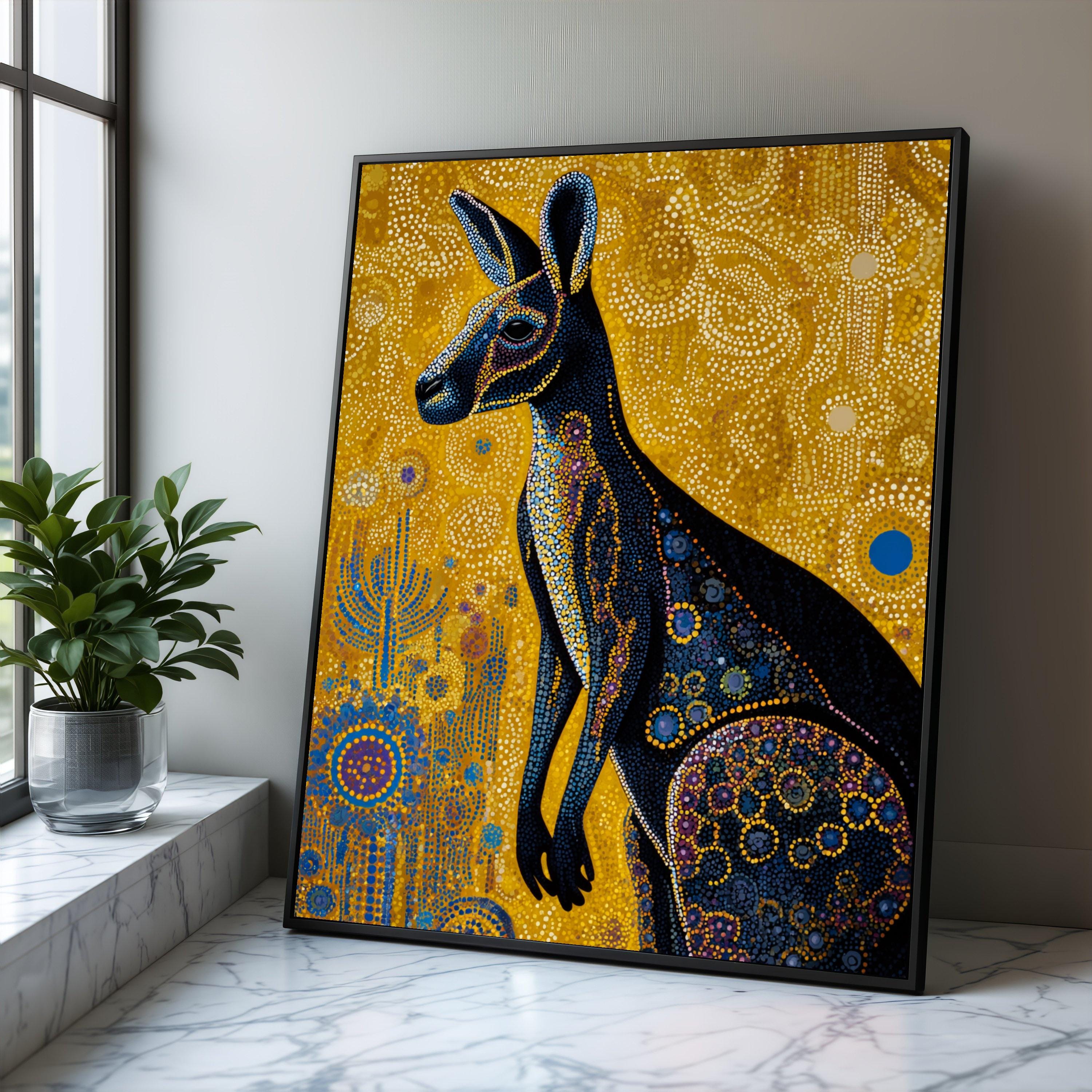 アボリジニスタイルのカンガルーキャンバス、ドットアート