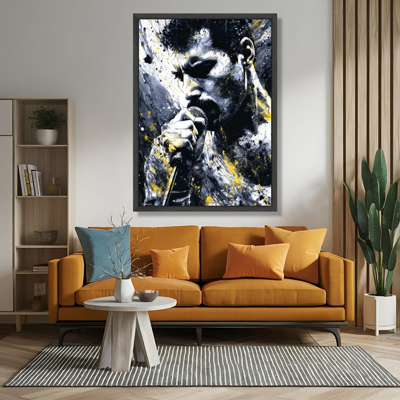 Freddie Mercury Legend Canvas, Abstract Singer Portrait Canvas, Modern ...