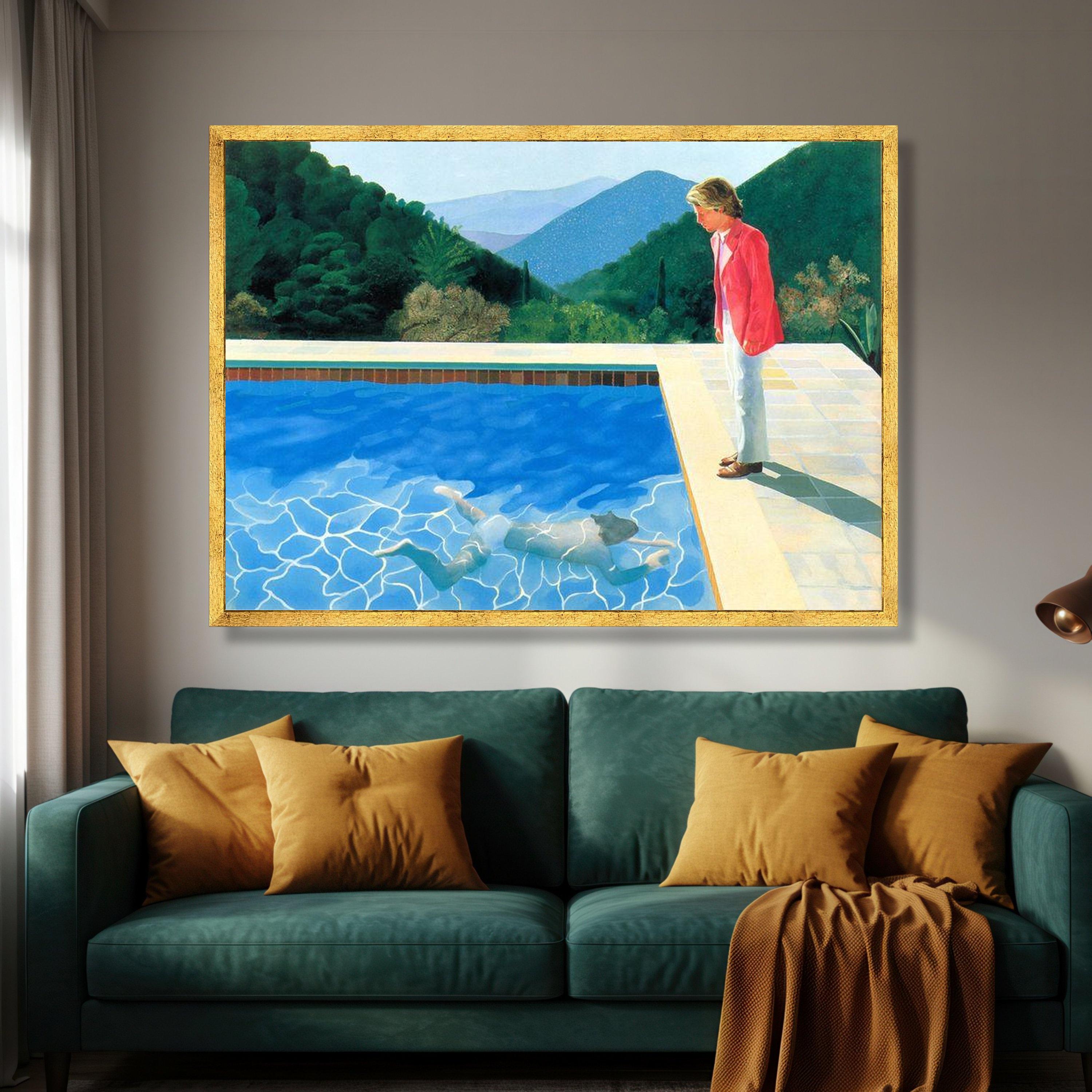 David Hockney Style Swimming Pool Canvas Print, Modern Figurative Wall ...