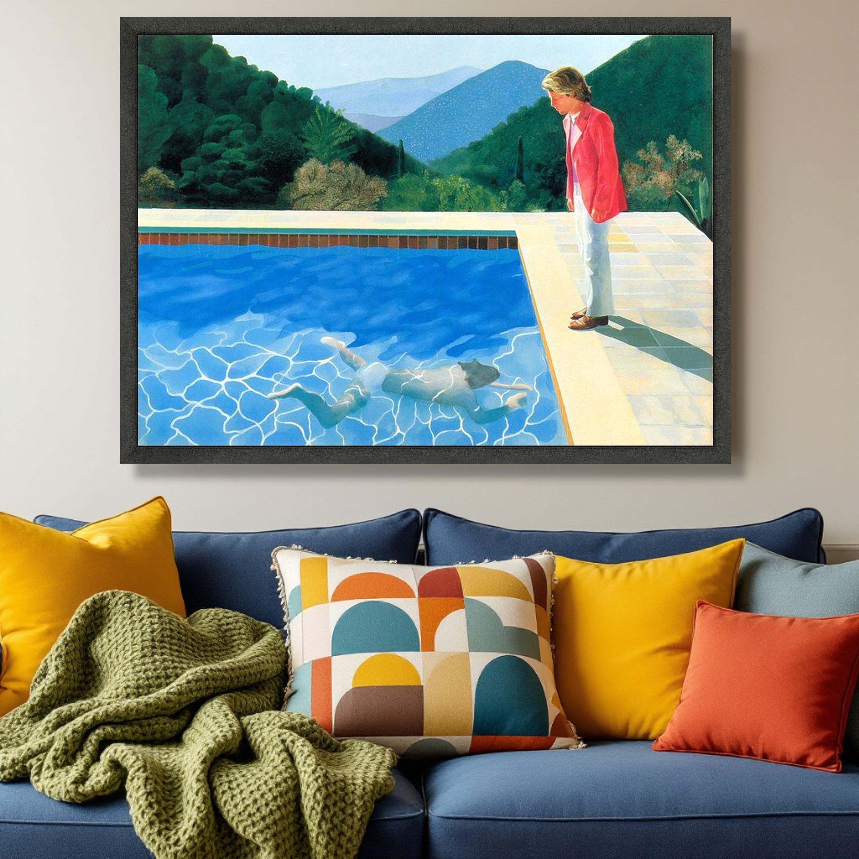 Pool Canvas David Hockney Style Swimming Pool Canvas Print, Modern Figurative Wall ...