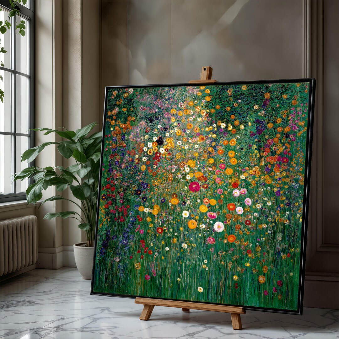 Gustav Klimt Floral Canvas Art Print, Botanical Garden Wall Decor - Etsy