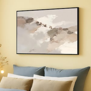 Neutral Abstract Landscape Canvas, Beige and Brown Tones, Soft Earthy Wall Art, Modern Minimalist Home Decor, Large Wall Canvas