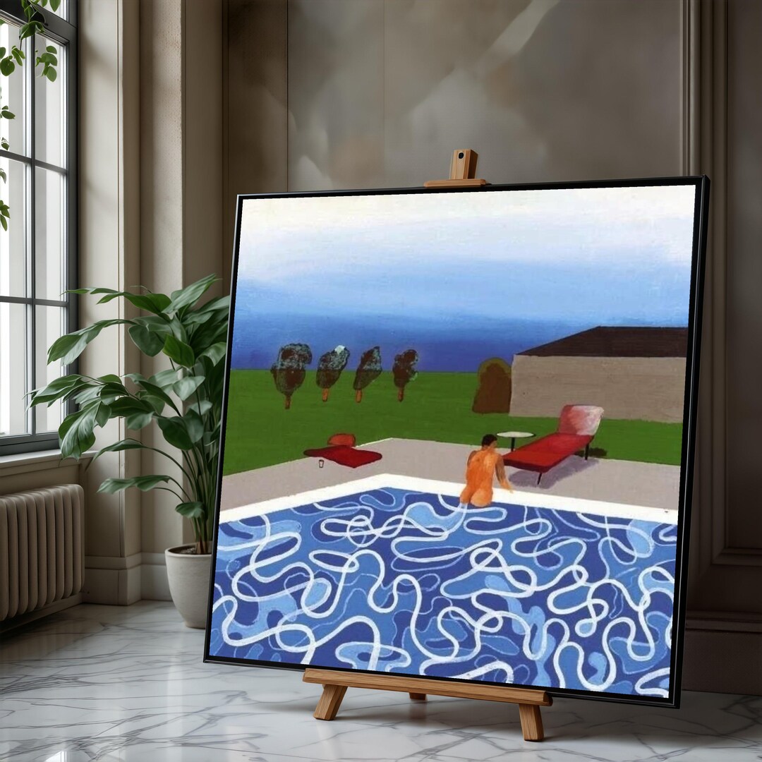 David Hockney Modern Minimalist Poolside Scene Canvas Abstract david-hockney-modern-minimalist-poolside-scene-canvas-abstract