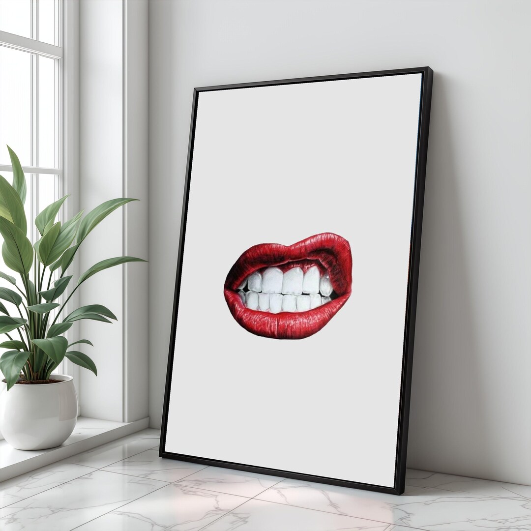 Bold Red Lips Canvas Art, Pop Art Illustration, Modern Home Decor - Etsy