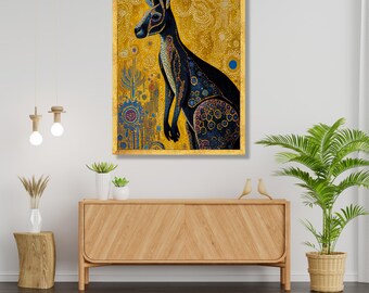 アボリジニスタイルのカンガルーキャンバス、ドットアート