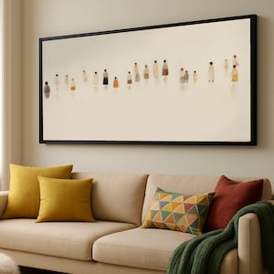 Lienzo impreso minimalista con personas, arte mural de siluetas abstractas