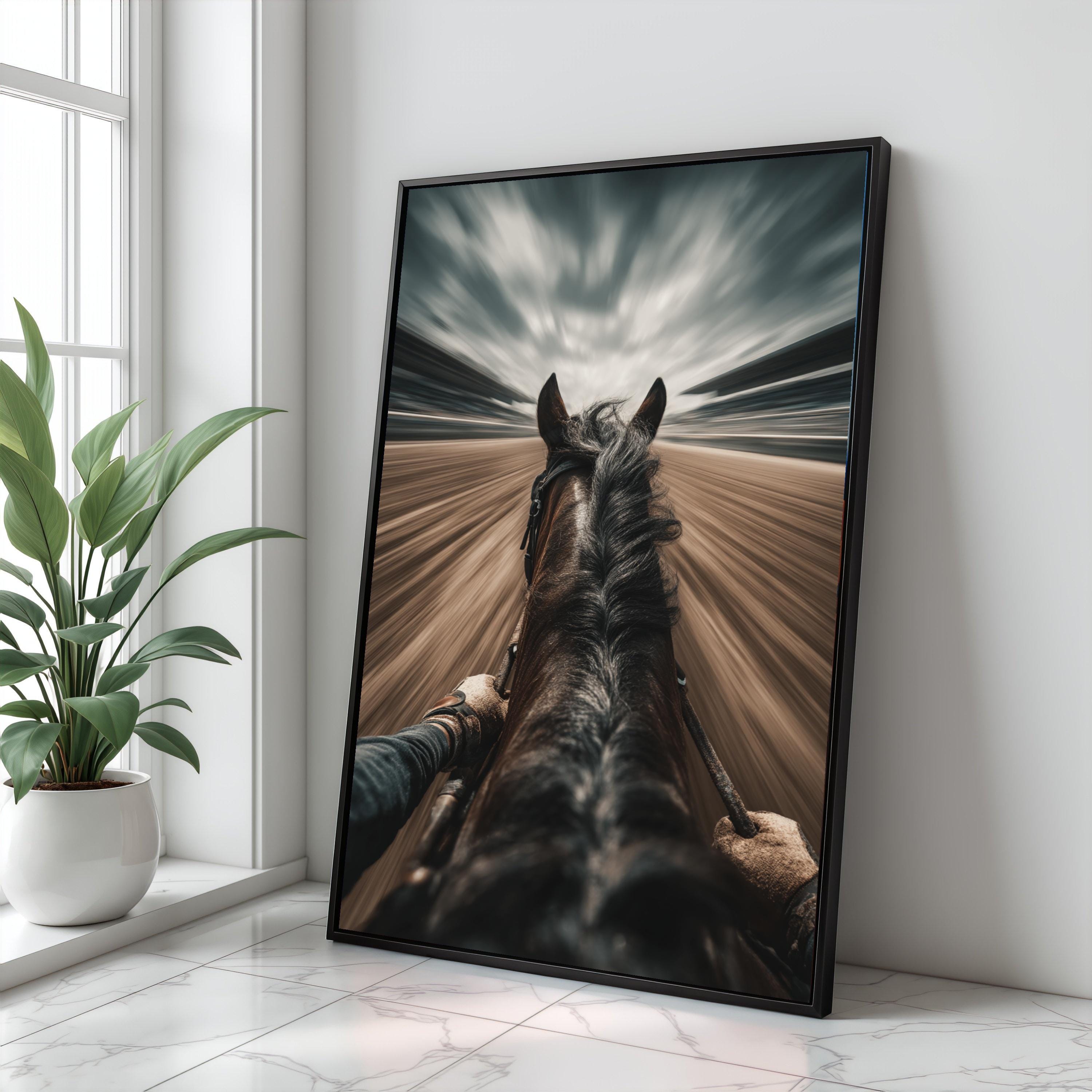 ダイナミックな競馬キャンバスアート、馬術の視点プリント - Etsy 日本