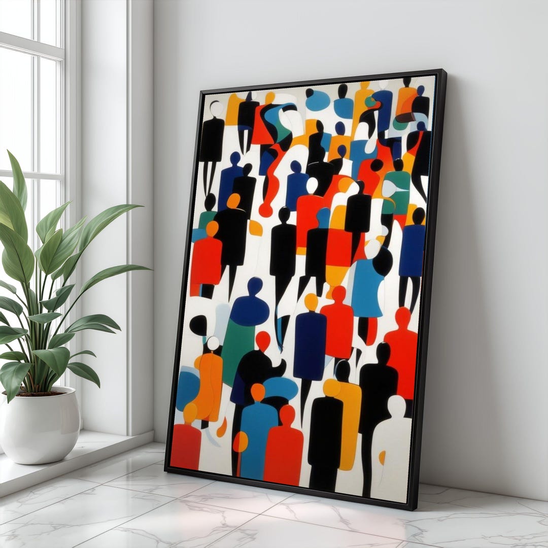 Abstract Crowd Scene Canvas Print, Modern Figurative Wall Art - Etsy