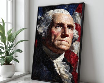 George Washington Portrait Canvas, American Founding Father, Colonial Style Wall Art