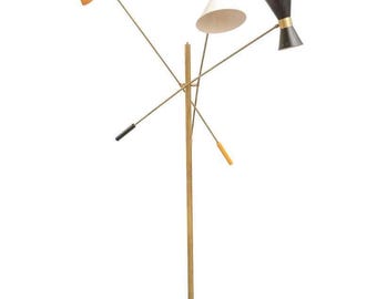 Mid Century Modern Sputnik Floor Lamp, Adjustable Brass Multi-Arm Light, Marble Base