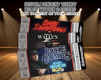 Biglietti per concerti personalizzati, biglietti stampabili, biglietti per concerti digitali personalizzati, souvenir, regalo a sorpresa per le feste, regalo di anniversario