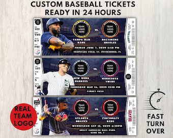 Biglietto personalizzato per partita di baseball, biglietto personalizzato per partita di baseball, modello di biglietto per partita di baseball, regalo a sorpresa con biglietto ricordo, regalo ricordo