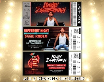 Biglietto modificabile Bailey Zimmerman, biglietto concerto Bailey, biglietto concerto, regalo a sorpresa, biglietto modificabile Different Night Same Rodeo Tour per il teatro