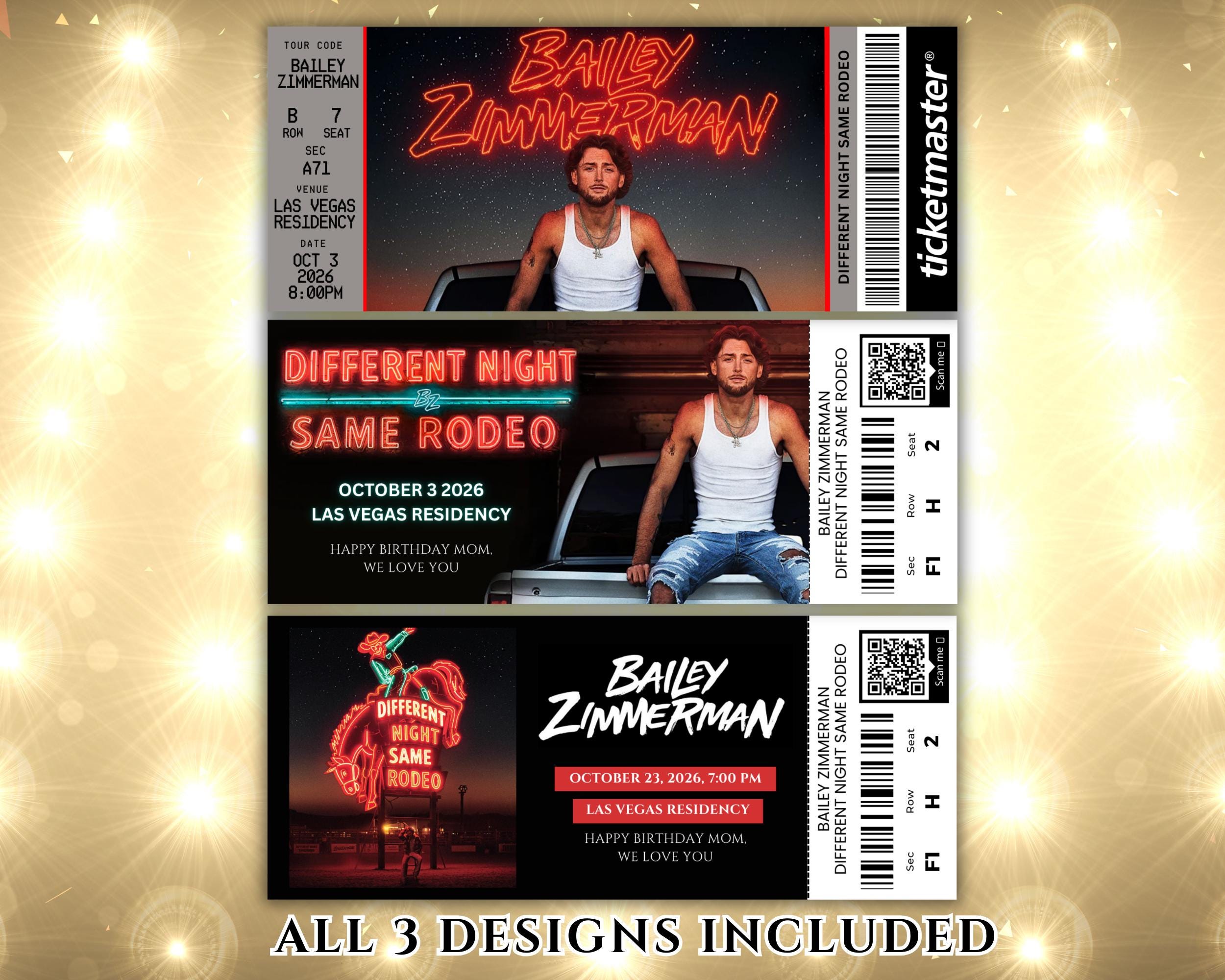 Bailey Zimmerman Editable Ticket, Bailey Concert Ticket, Concert