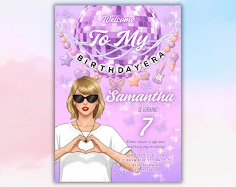 Nel mio compleanno Era, Festa Era, Invito di compleanno di Taylor, Decorazioni di compleanno di Taylor, Invito per festa di compleanno di TS, Stampabile digitale modificabile