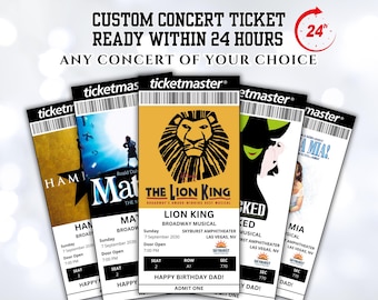 Biglietti teatrali personalizzati, biglietti stampabili per Broadway, biglietti souvenir digitali personalizzati, regalo a sorpresa per le feste, regalo di anniversario