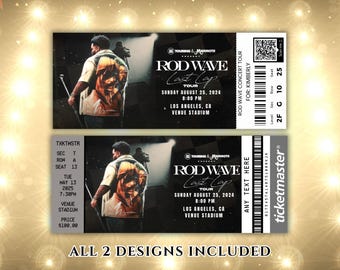 Biglietto personalizzato per il concerto Rod Wave Last Lap Tour, biglietto per il concerto, biglietto regalo a sorpresa, download immediato, modello Canva, biglietto stampabile