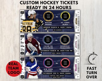 Biglietto personalizzato per partita di hockey, biglietto personalizzato per partita di hockey, modello di biglietto per partita di hockey, regalo a sorpresa per partita di hockey, ricordo