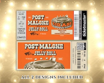 Biglietto per il concerto di Post Malone, Post Tour 2024, regalo a sorpresa con souvenir, biglietto per Malone Edit, download digitale, biglietto modificabile
