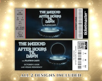 Biglietto digitale personalizzato per il tour After Hours Til Dawn di The Weeknd, regalo a sorpresa con souvenir, download digitale, biglietto per concerto modificabile