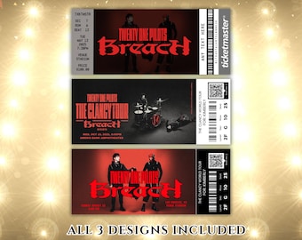 Biglietto per il concerto modificabile dei 21 Pilots Breach, Tour Clancy dei Twenty One Pilots 2024, Regalo a sorpresa con souvenir, Biglietto per il concerto modificabile dei 21 Pilots, Digitale
