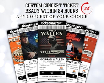 Biglietti per concerti personalizzati, biglietti stampabili, biglietti per concerti digitali personalizzati, souvenir, regalo a sorpresa per le feste, regalo di anniversario