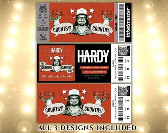 Biglietto modificabile per il concerto di Hardy, tour country di Hardy the Country, regalo a sorpresa con souvenir, download digitale, biglietto per il concerto di Hardy