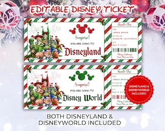 Bearbeitbares Weihnachten Disneyland Ticket, Toy Story Disneyworld Ticket, Überraschungsoffenung bearbeitbares Ticket, Themenparkticket, Überraschungsticketgeschenk