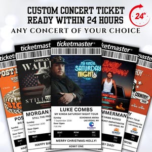 Custom Concert Tickets, Printable Ticket, Digital Custom Personalized Concert Ticket Souvenir, Surprise Gift Holiday, Anniversary Gift