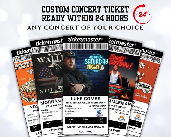 Custom Concert Tickets, Printable Ticket, Digital Custom Personalized Concert Ticket Souvenir, Surprise Gift Holiday, Anniversary Gift