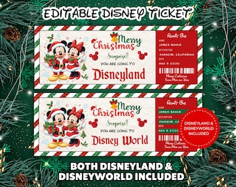 Biglietto Disneyland modificabile, biglietto Disneyworld, biglietto modificabile con sorpresa, biglietto per parco a tema, biglietto regalo a sorpresa, download immediato
