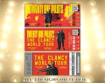 Biglietto per il concerto dei 21 Pilots modificabile, Tour Clancy dei Twenty One Pilots 2024, Regalo a sorpresa con souvenir, Biglietto per il concerto dei 21 Pilots, Download digitale