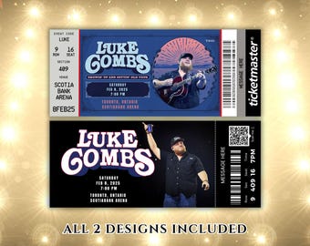 Biglietto modificabile per il tour di Luke Combs, biglietto del tour, tour di Luke Combs, biglietto modificabile, modello Canva, regalo a sorpresa, biglietto del concerto, biglietto personalizzato