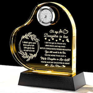 Engraved Glass Plaque for Daughter-in-Law, LED Clock Keepsake Gift