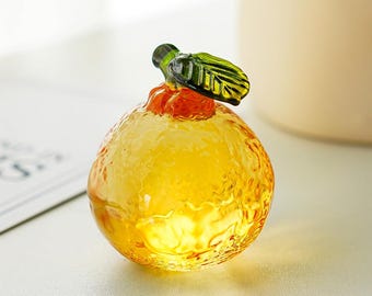 1PC 2in Crystal Glass Orange Figurine K9 Tangerine Fruit Paperweight Fall Home Decor