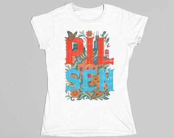 Pilsen Chicago Fitted T-Shirt, Organic Cotton Monarch Butterfly and Mexican Folk Art Neighborhood Tee