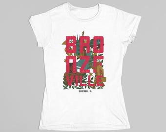 Bronzeville Chicago Fitted T-Shirt, Organic Cotton Great Northern Migration and Victory Monument Neighborhood Tee