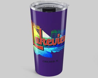 Lakeview Chicago Pride Tumbler, Boystown Rainbow and Stadium Lights Insulated Travel Mug Gift