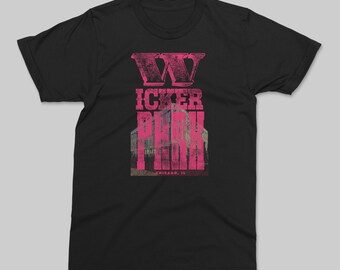 Wicker Park Chicago T-Shirt, Organic Cotton Flat Iron Building and Neighborhood Arts Graphic Tee