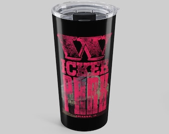 Wicker Park Chicago Tumbler, Flat Iron Building and Neighborhood Arts Insulated Travel Mug Gift