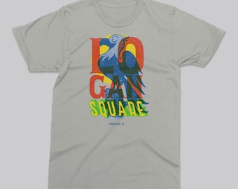 Logan Square Chicago T-Shirt, Organic Cotton Centennial Eagle and Cantinflas Tribute Neighborhood Graphic Tee