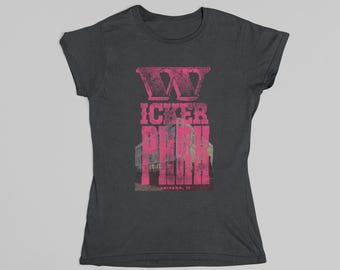 Wicker Park Chicago Fitted T-Shirt, Organic Cotton Flat Iron Building and Neighborhood Arts Tee