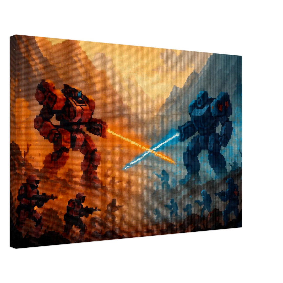 Pixel Mech War Canvas Print | Sci-fi Robot Battle Wall Art - Etsy