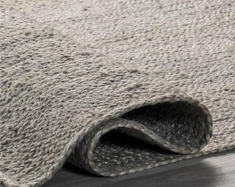 Handmade Gray Jute Area Rug | Vintage Style