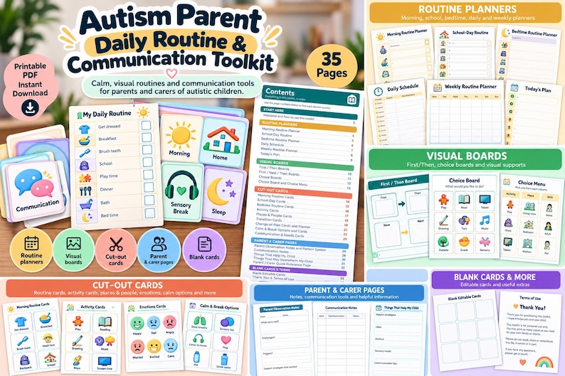 Autism Parent Daily Routine & Communication Toolkit | Visual Schedule ...