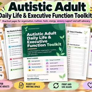 Autistic Adult Executive Function Toolkit | Autism Planner, Sensory Support & Self-Advocacy PDF