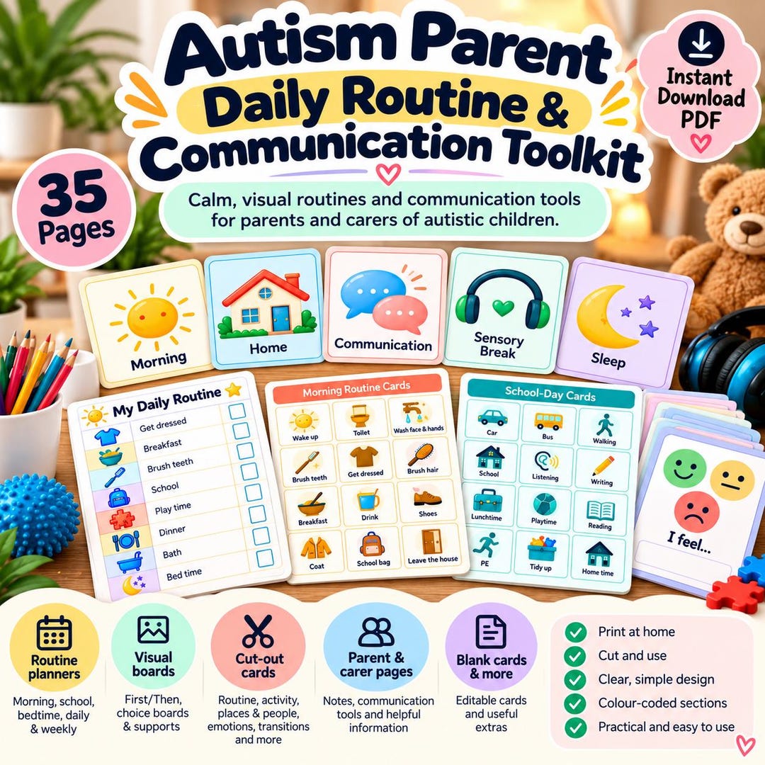 Autism Parent Daily Routine & Communication Toolkit | Visual Schedule ...