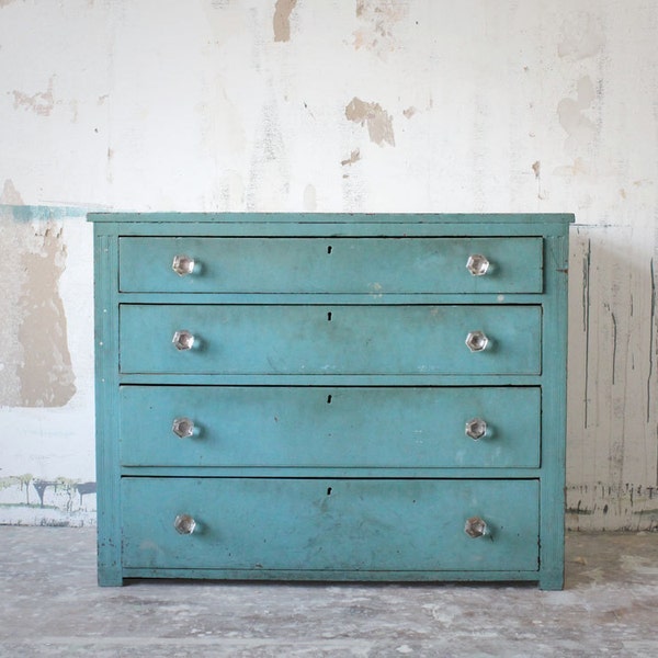 Vintage Four-Drawer Dresser in Turquoise