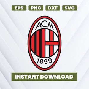 Puede incluir: Un gráfico vectorial del logotipo de ACM, con un diseño a rayas rojas y negras dentro de un marco ovalado. El texto "ACM" está en la parte superior, y "1899" en la inferior. La imagen incluye etiquetas de tipo de archivo: EPS, PNG, DXF y SVG, además de "DESCARGA INSTANTÁNEA".