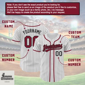 A baseball jersey with the text "YOURTEAM 00" and "00" printed on it, along with various customization options such as "CUSTOM NAME", "CUSTOM NUMBER", and "CUSTOM TEAM".